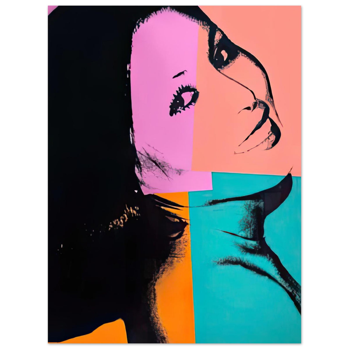 Andy Warhol poster depicting its effect as wall art comes from the supplied artwork and its graphic presence, 15x20 cm / 6x8″
