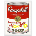 Andy Warhol framed print depicting the instantly legible soup-can silhouette, packaging lettering and product name create a highly recognizable commercial composition, white frame, 27x35 cm / 11x14″