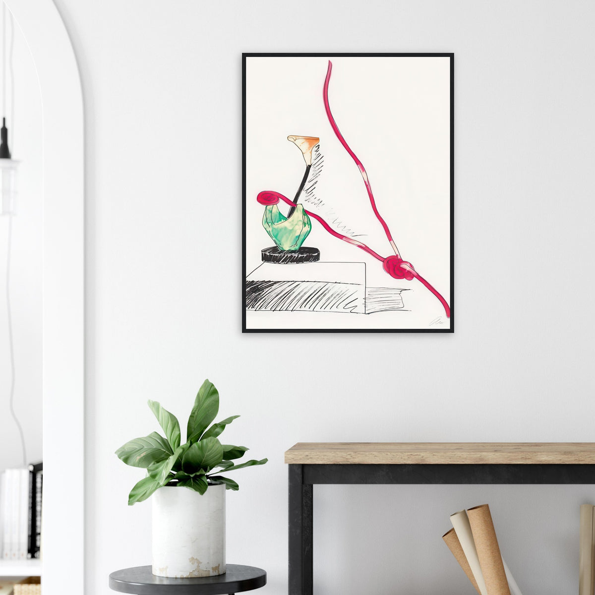 Andy Warhol framed print depicting the design highlights the relationship between compact petals, organic contours and deliberately graphic printmaking marks