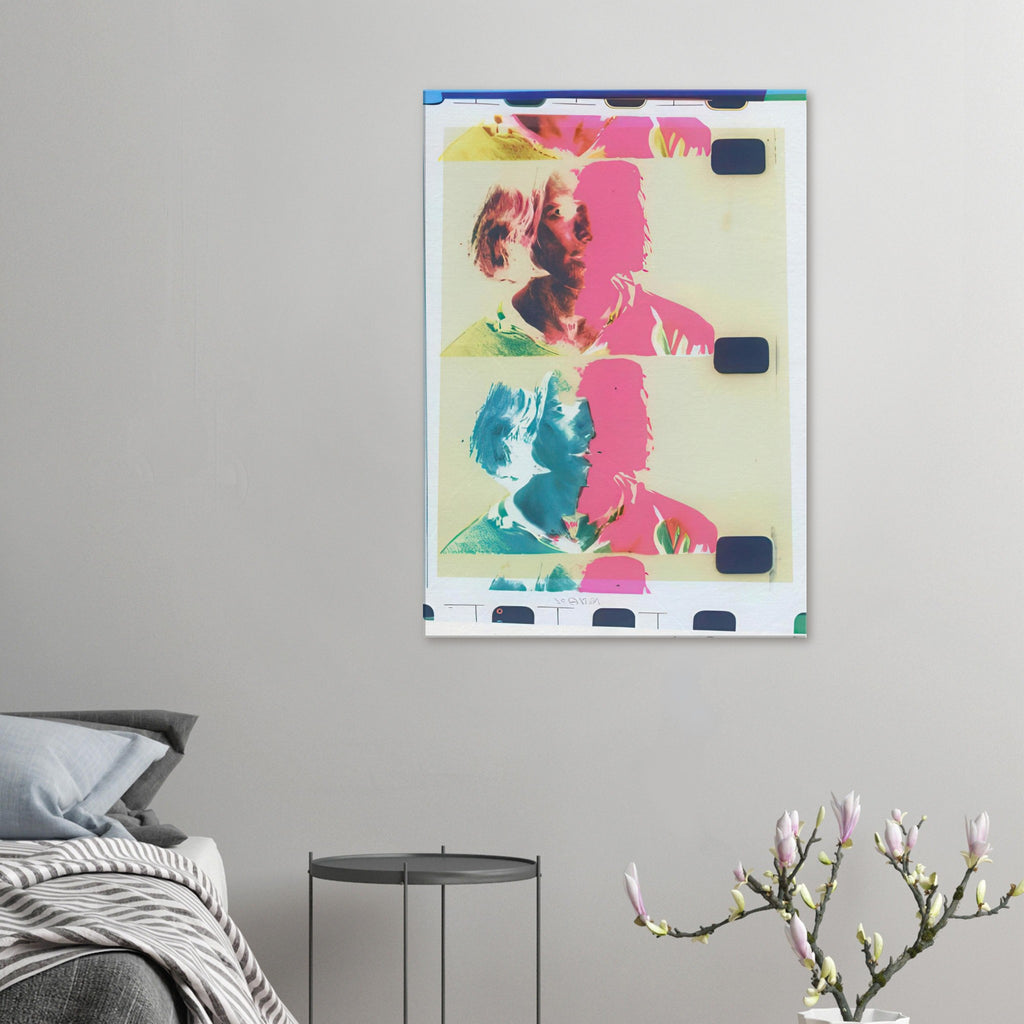 Andy Warhol canvas print depicting a film-culture portrait becomes a compact, evocative design that resonates with the performance and photographic interests of Warhol’s New York scene