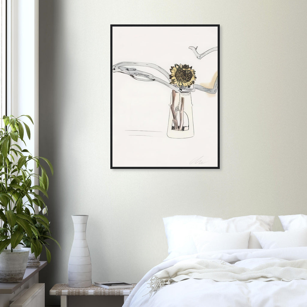 Andy Warhol framed print depicting the design highlights the relationship between compact petals, organic contours and deliberately graphic printmaking marks