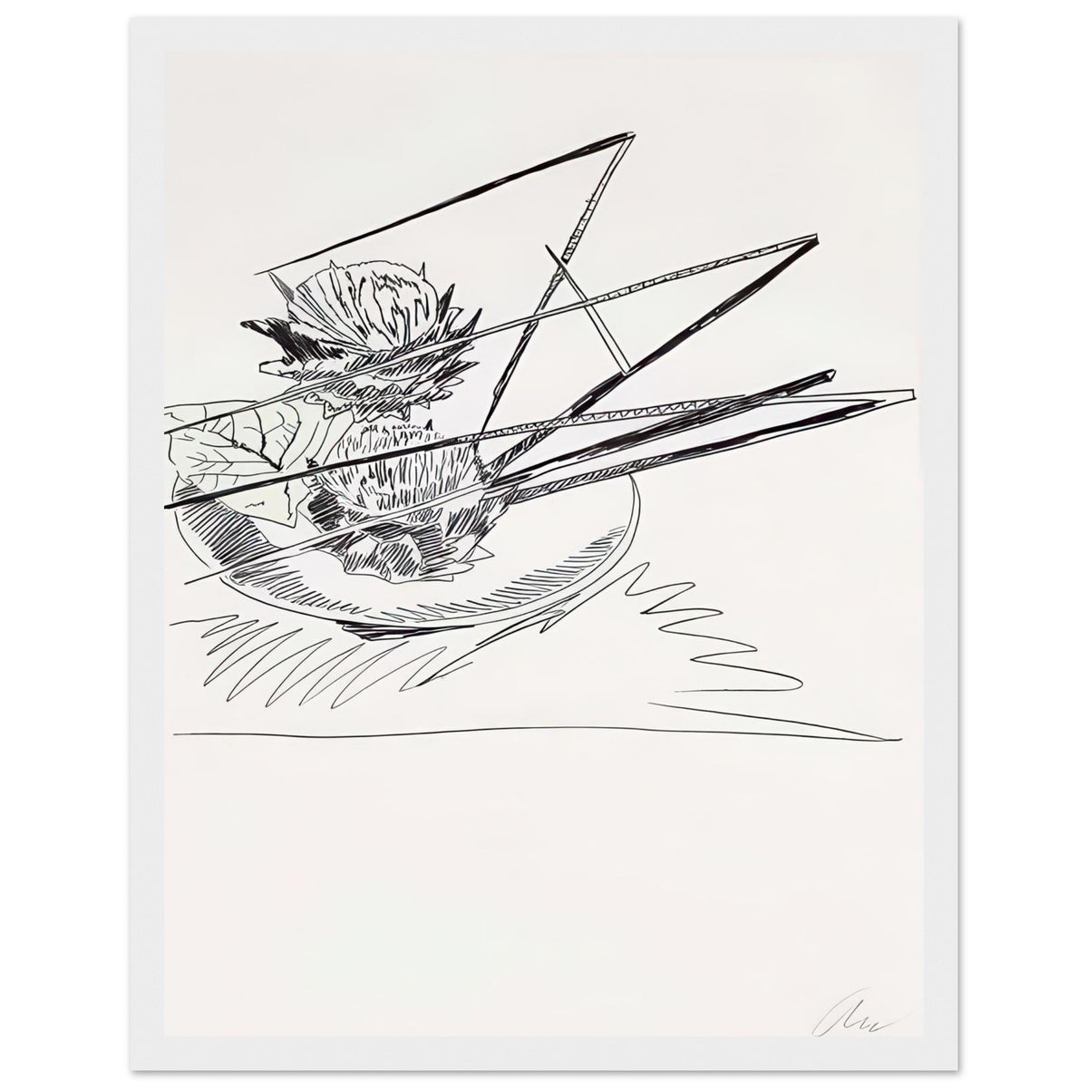 Andy Warhol framed print depicting the design highlights the relationship between compact petals, organic contours and deliberately graphic printmaking marks, white frame, 27x35 cm / 11x14″