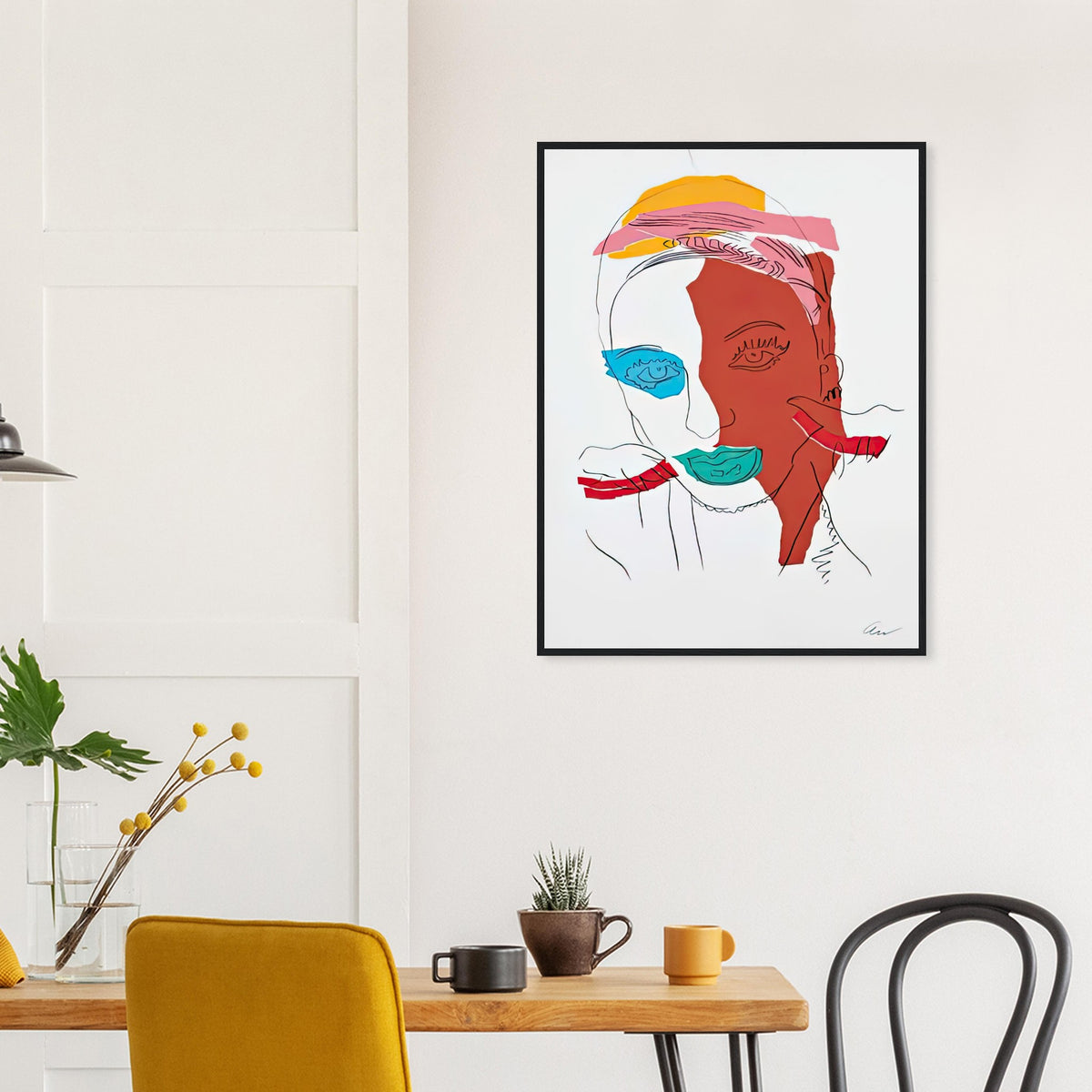 Andy Warhol framed print depicting areas of saturated colour and loose, sometimes deliberately displaced contours interact with the sitter’s photographic likeness; The Ladies and Gentlemen project portrays transgender women and drag performers from New York, including