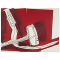 Andy Warhol poster depicting the industrial hammer and curved sickle as emphatic, intersecting shapes, a detail that connects the composition to its broader artistic subject, 30x40 cm / 12x16″