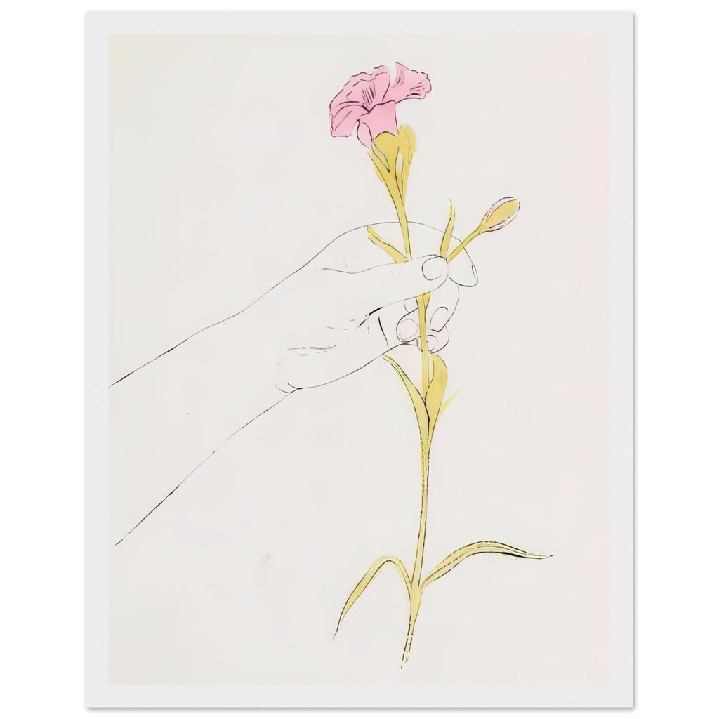 Andy Warhol framed print depicting the restrained, expressive line-work turns a small human gesture into an intimate, decorative subject, white frame, 27x35 cm / 11x14″