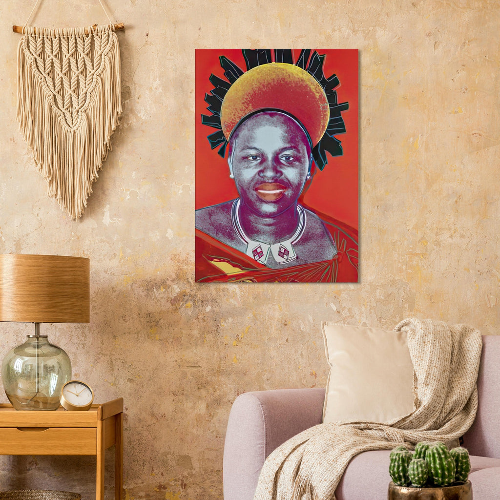 Andy Warhol canvas print depicting the recognizable royal portrait becomes a strong graphic focal point