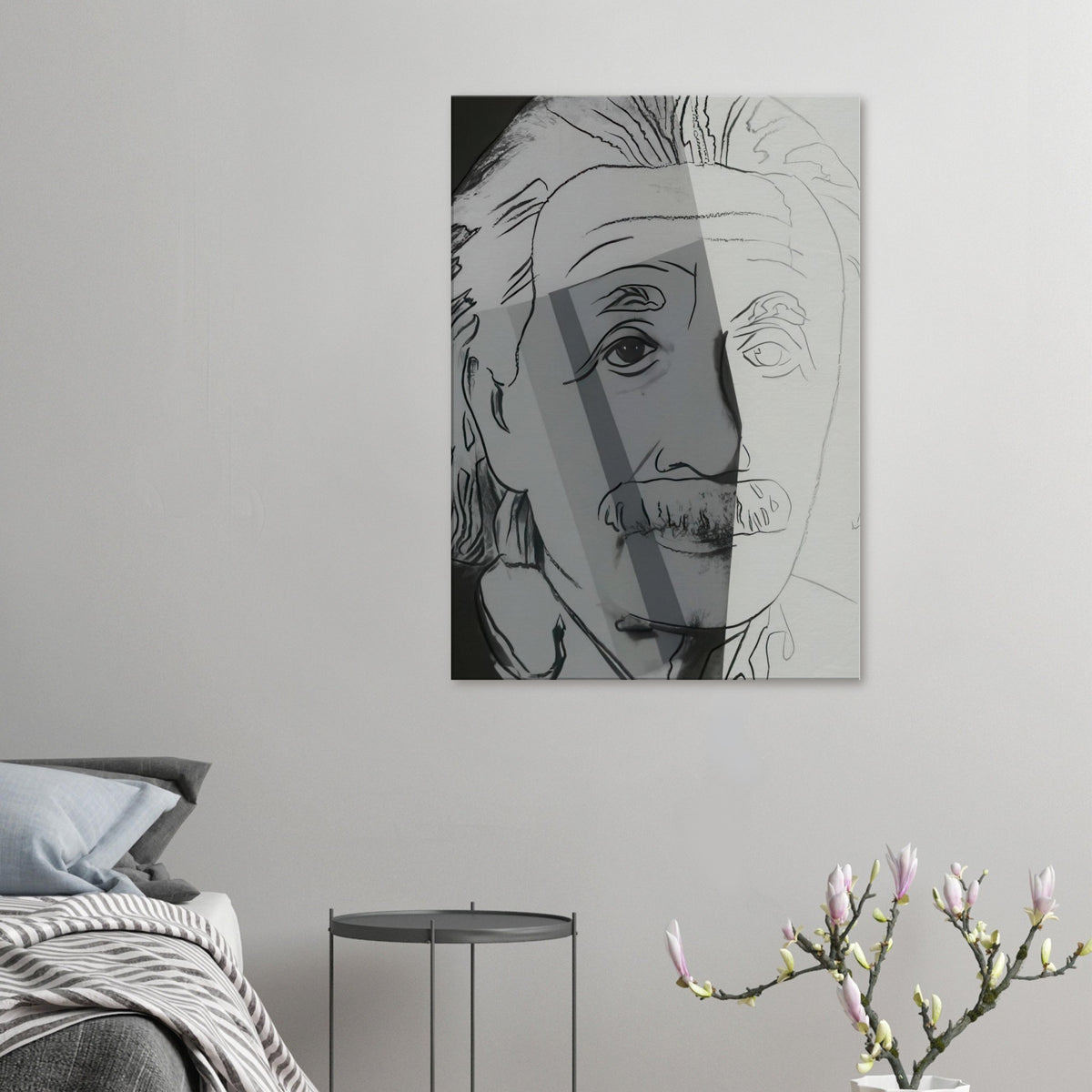 Andy Warhol canvas print depicting the image centers on a distinctive likeness rather than narrative scenery; line and simplified contrast make the person the focus