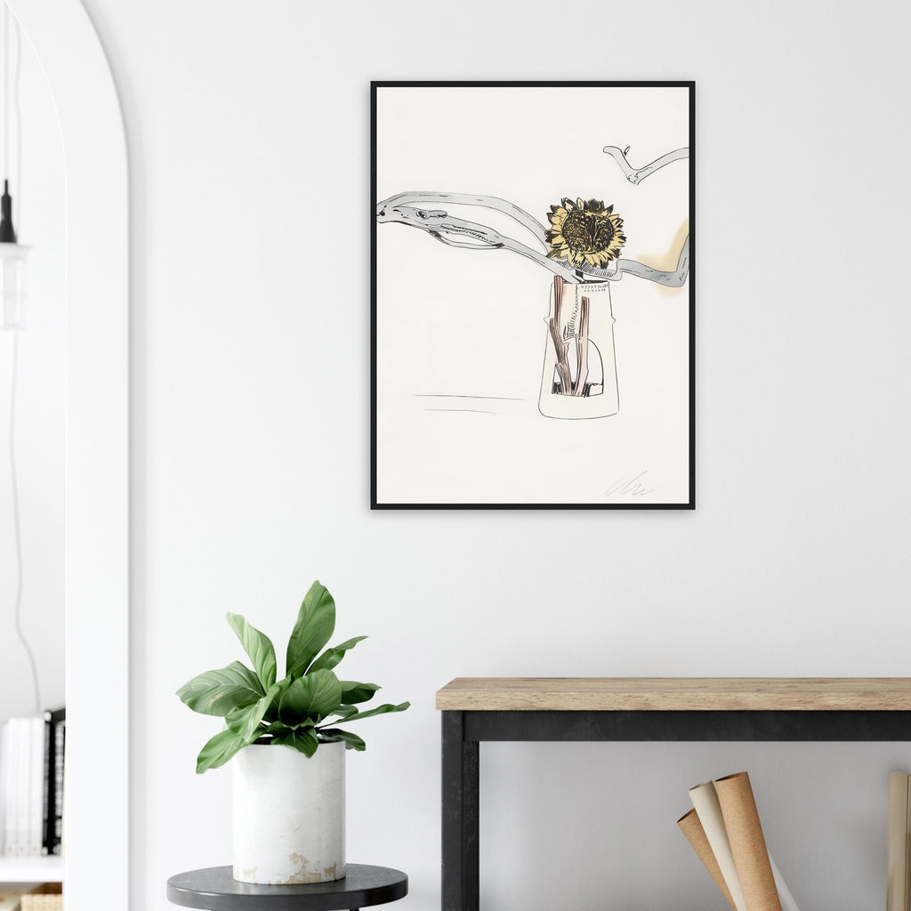 Andy Warhol framed print depicting the design highlights the relationship between compact petals, organic contours and deliberately graphic printmaking marks