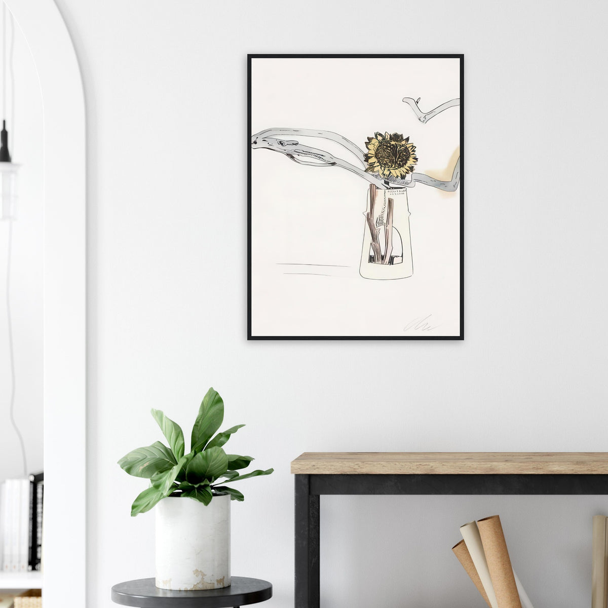 Andy Warhol framed print depicting the design highlights the relationship between compact petals, organic contours and deliberately graphic printmaking marks