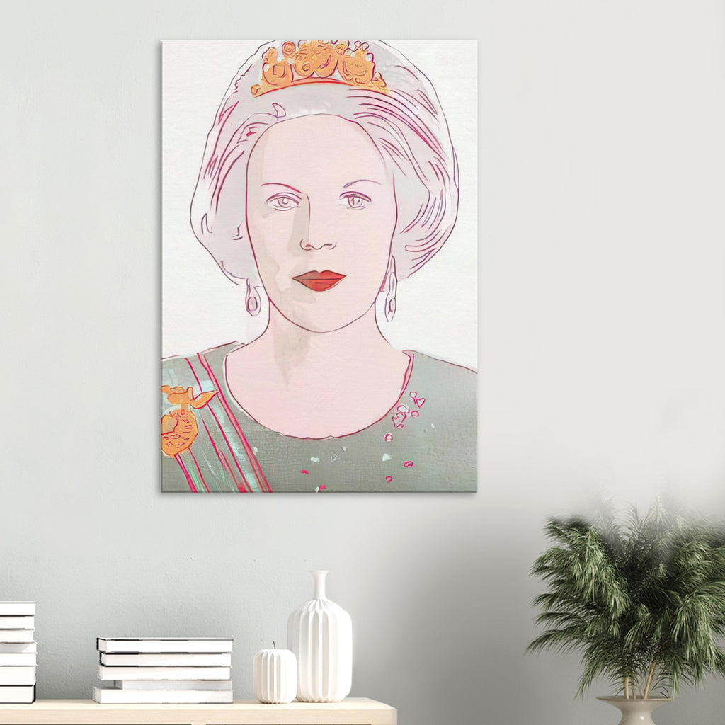 Andy Warhol canvas print depicting the recognizable royal portrait becomes a strong graphic focal point