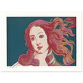Andy Warhol poster depicting venus emerging from the sea in a detail from the Renaissance painting, a detail that connects the composition to its broader artistic subject, 30x40 cm / 12x16″