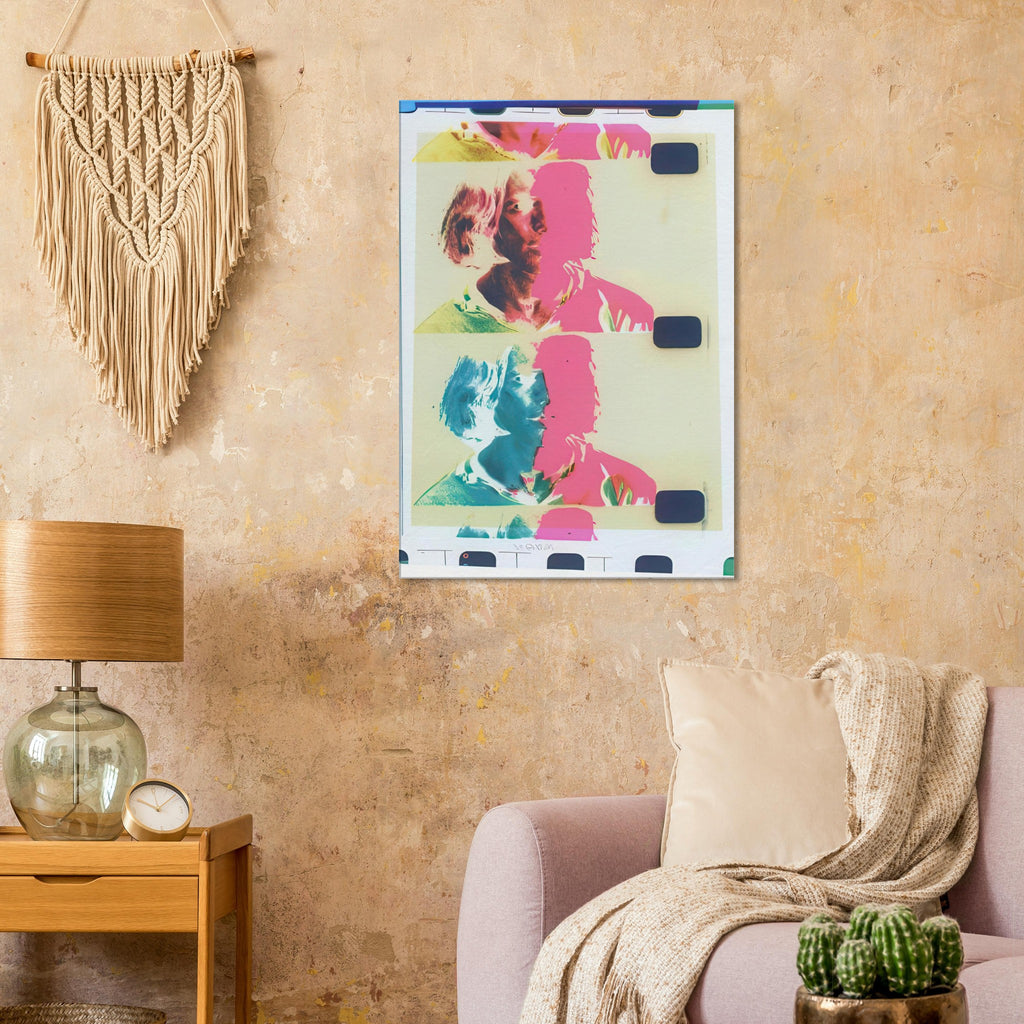 Andy Warhol canvas print depicting a film-culture portrait becomes a compact, evocative design that resonates with the performance and photographic interests of Warhol’s New York scene