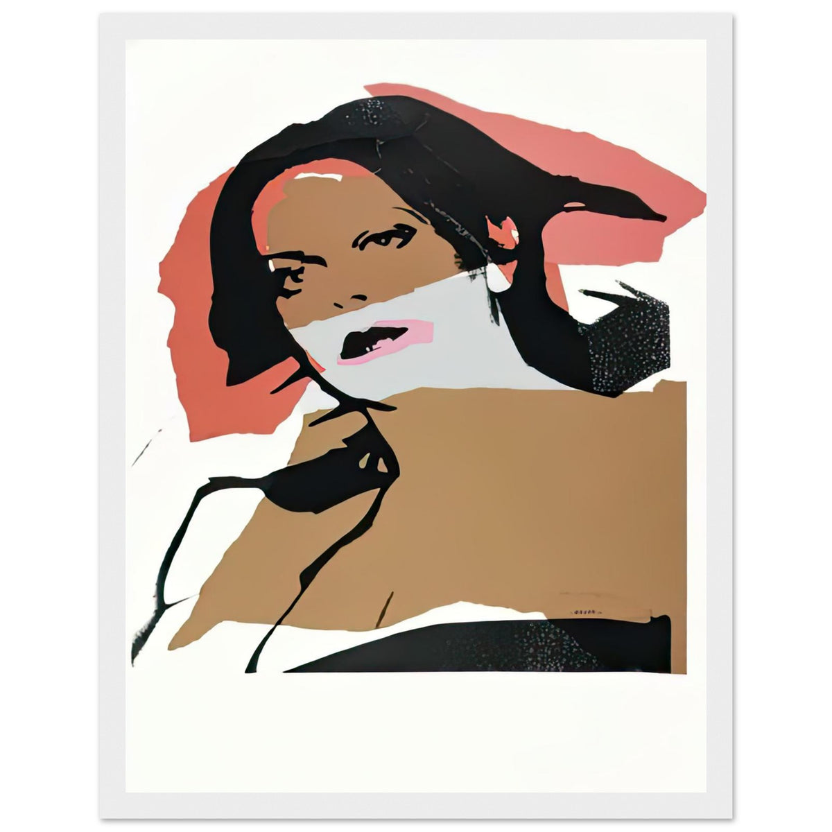 Andy Warhol framed print depicting areas of saturated colour and loose, sometimes deliberately displaced contours interact with the sitter’s photographic likeness; The Ladies and Gentlemen project portrays transgender women and drag performers from New York, including, white frame, 27x35 cm / 11x14″