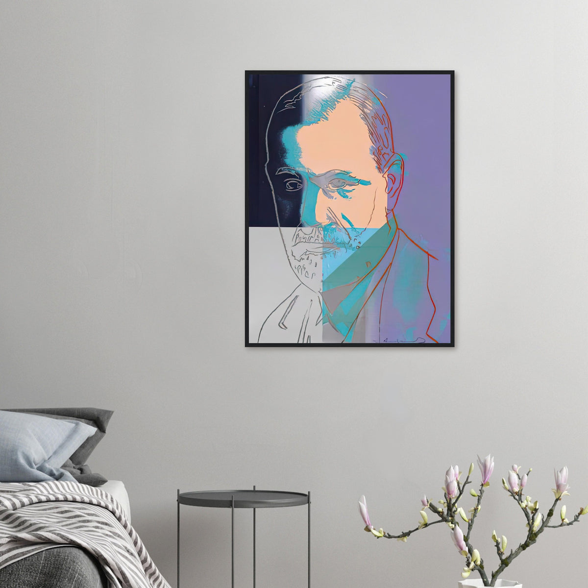 Andy Warhol framed print depicting the sitter is the founder of psychoanalysis; This portrait belongs to Ten Portraits of Jews of the Twentieth Century, in which Warhol brought