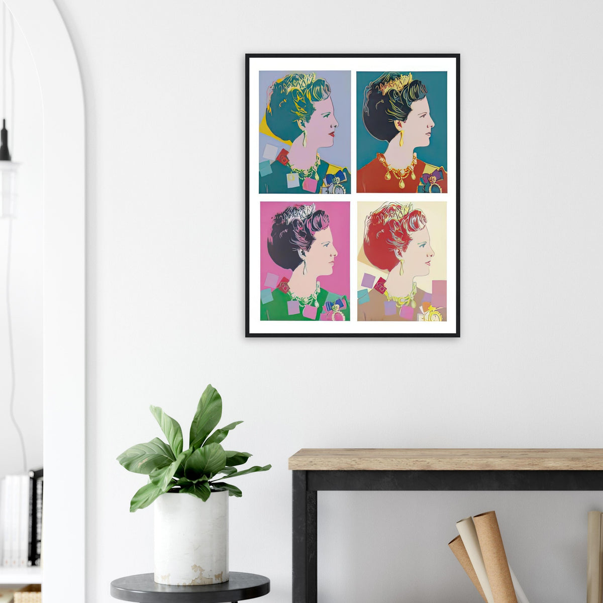 Andy Warhol framed print depicting this work depicts Queen Margrethe II of Denmark; The Reigning Queens portfolio presented four women who held ruling power in their own right: Elizabeth