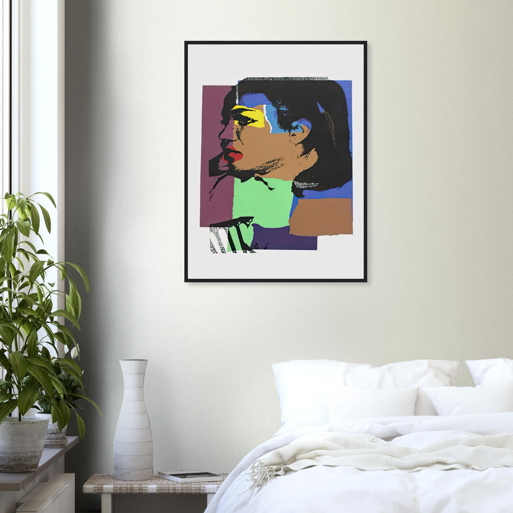 Andy Warhol framed print depicting areas of saturated colour and loose, sometimes deliberately displaced contours interact with the sitter’s photographic likeness; The Ladies and Gentlemen project portrays transgender women and drag performers from New York, including