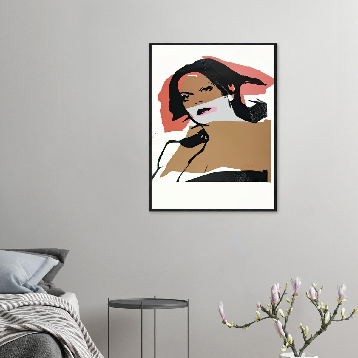 Andy Warhol framed print depicting areas of saturated colour and loose, sometimes deliberately displaced contours interact with the sitter’s photographic likeness; The Ladies and Gentlemen project portrays transgender women and drag performers from New York, including