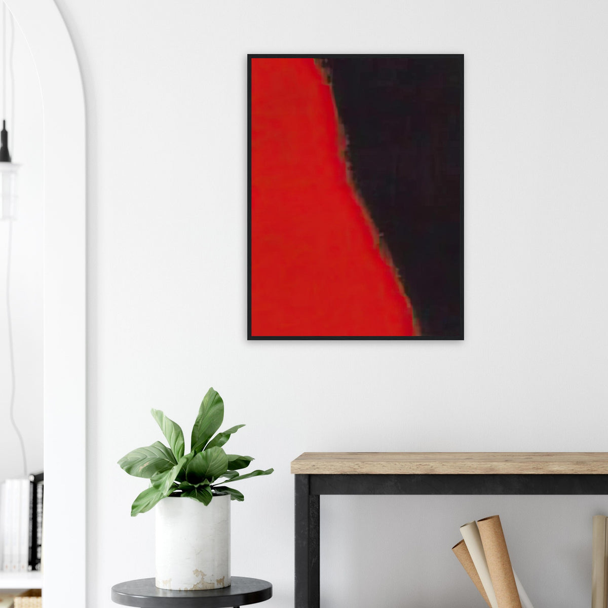 Andy Warhol framed print depicting wide, indistinct shapes sweep across colour fields; Warhol’s Shadows prints developed from a large body of near-abstract paintings shown in 1979