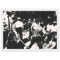 Andy Warhol framed print depicting the tense scene of a civil-rights protest and its violent repression, a detail that connects the composition to its broader artistic subject, white frame, 21x29.7 cm / 8x12"