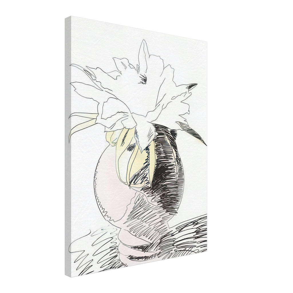 Andy Warhol canvas print depicting the design highlights the relationship between compact petals, organic contours and deliberately graphic printmaking marks, 45x60 cm / 18x24″