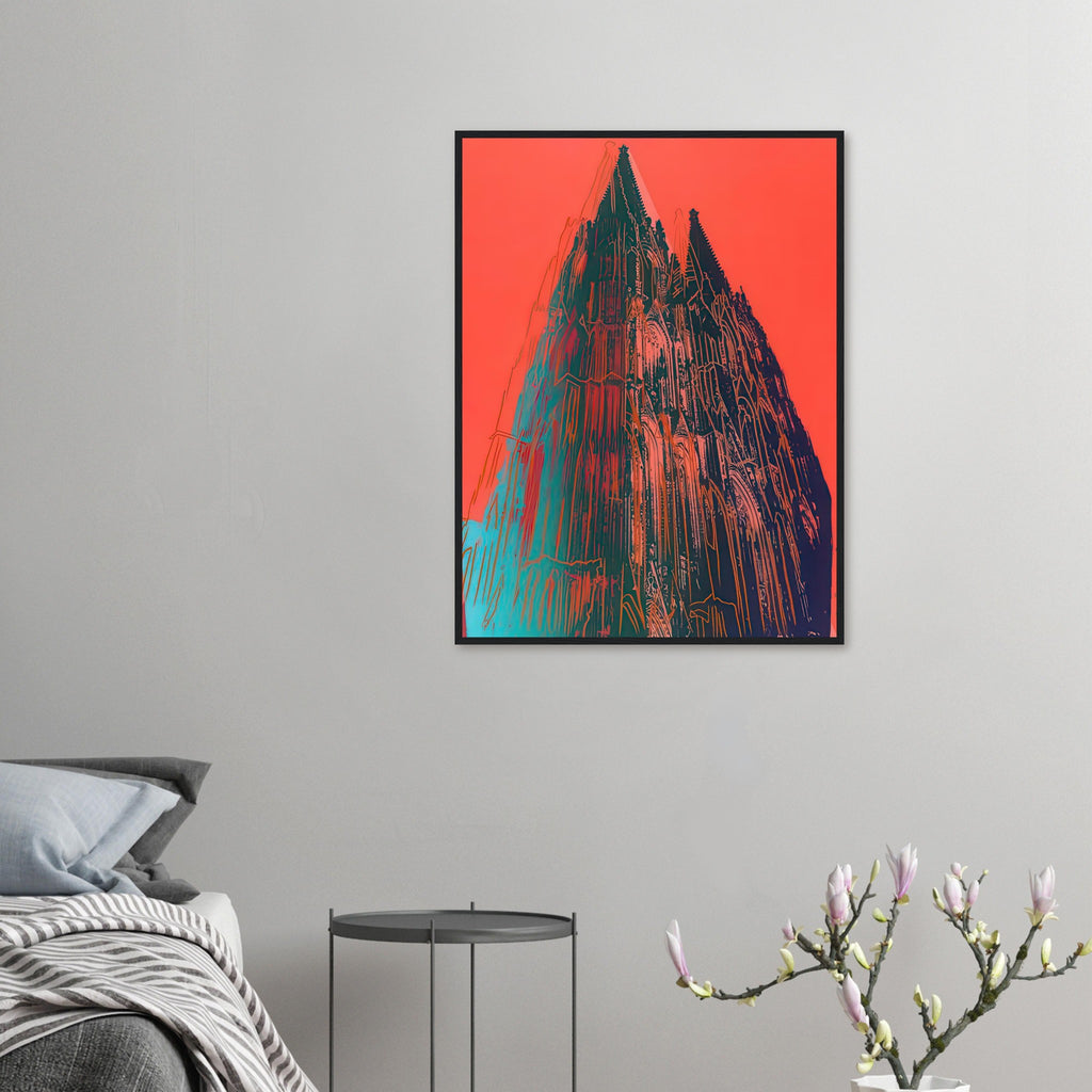Andy Warhol framed print depicting the cathedral’s soaring spires and intricate façade give the poster a strong vertical architectural structure, providing an unusual counterpart to the artist’s better-known celebrity faces