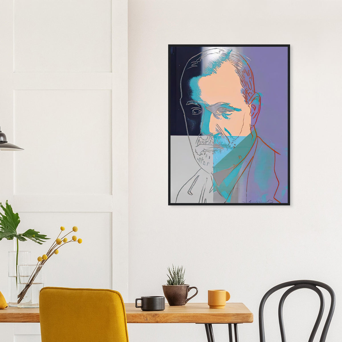 Andy Warhol framed print depicting the sitter is the founder of psychoanalysis; This portrait belongs to Ten Portraits of Jews of the Twentieth Century, in which Warhol brought