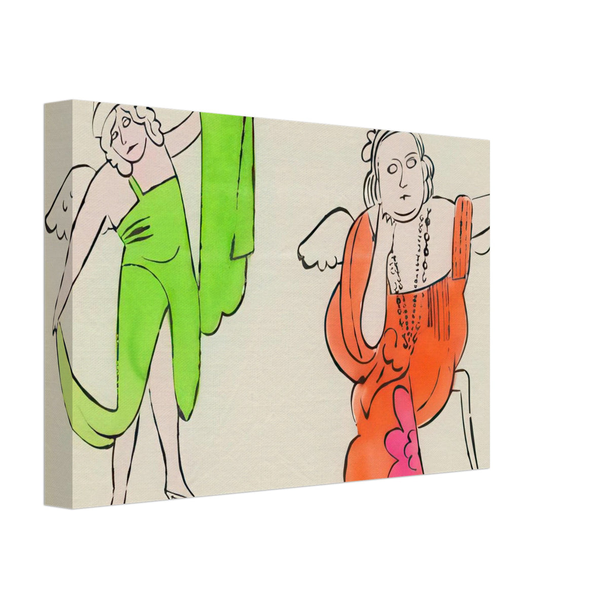 Andy Warhol canvas print depicting fantastical, decorative figures and storybook-like imagery, a detail that connects the composition to its broader artistic subject, 20x30 cm / 8x12″