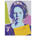 Andy Warhol poster depicting the recognizable royal portrait becomes a strong graphic focal point, 15x20 cm / 6x8″