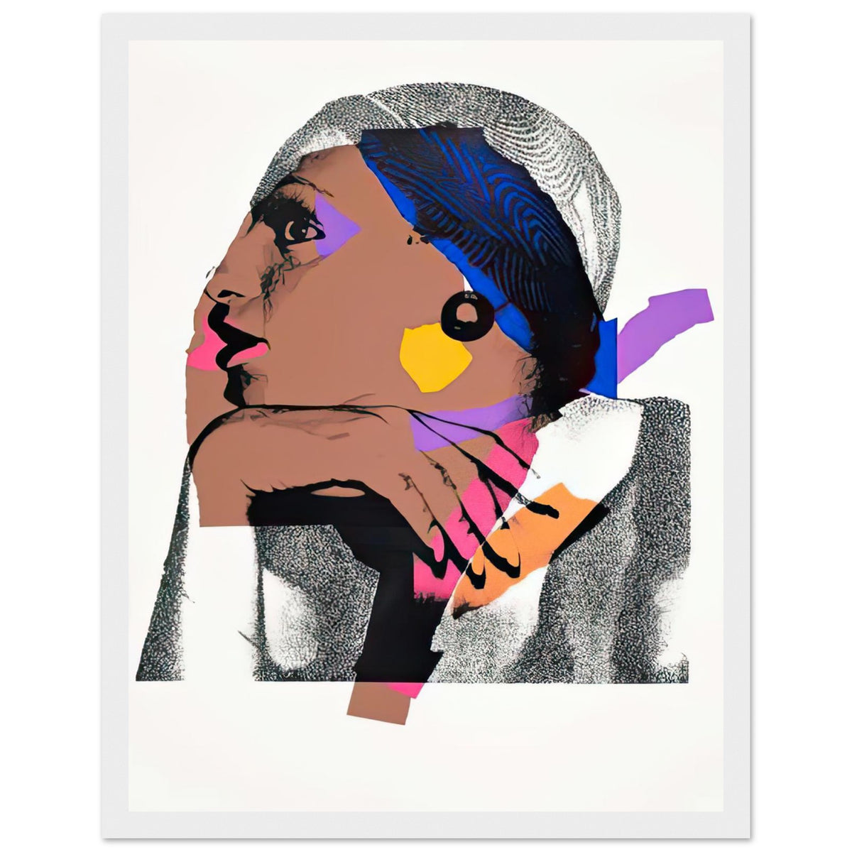 Andy Warhol framed print depicting areas of saturated colour and loose, sometimes deliberately displaced contours interact with the sitter’s photographic likeness; The Ladies and Gentlemen project portrays transgender women and drag performers from New York, including, white frame, 27x35 cm / 11x14″