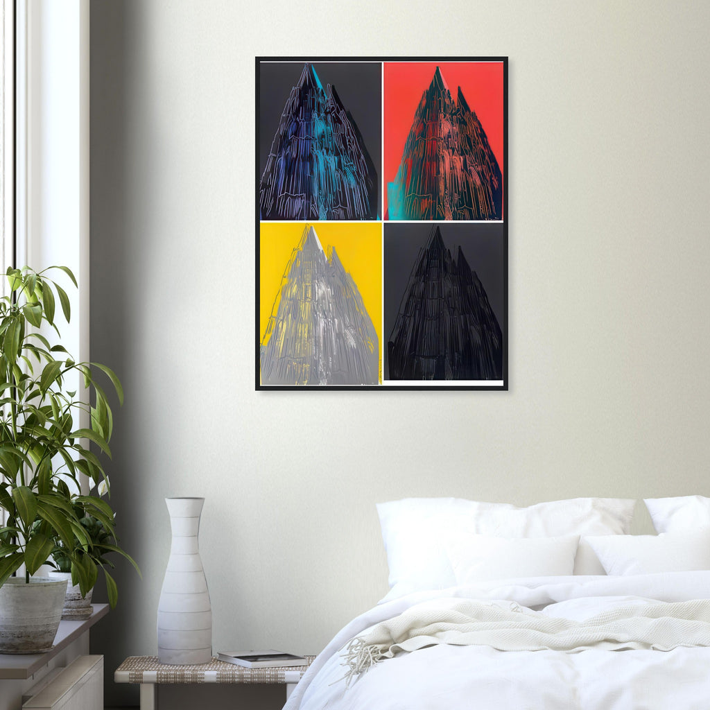 Andy Warhol framed print depicting the cathedral’s soaring spires and intricate façade give the poster a strong vertical architectural structure, providing an unusual counterpart to the artist’s better-known celebrity faces