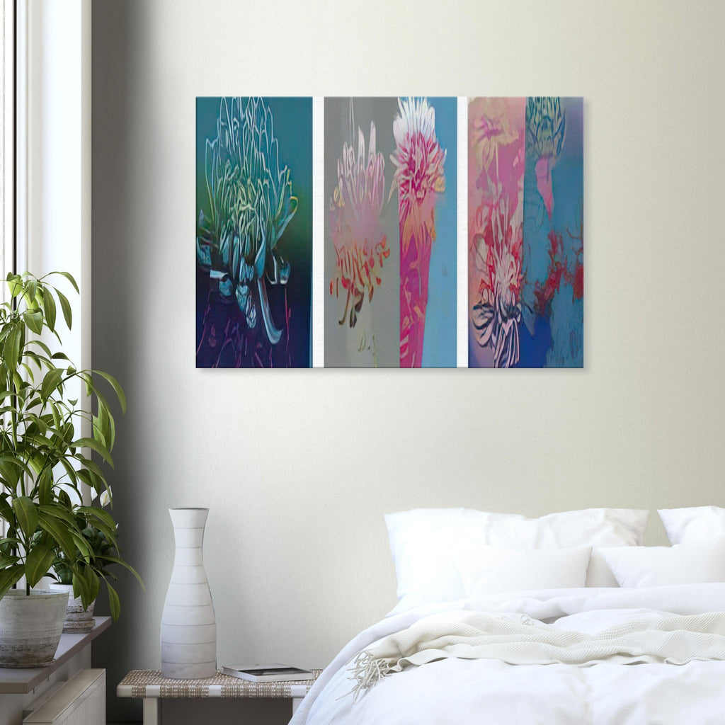 Andy Warhol canvas print depicting delicate flower forms and stylized petals, a detail that connects the composition to its broader artistic subject