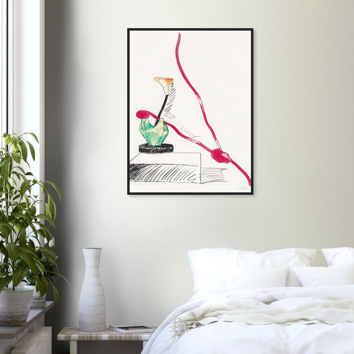 Andy Warhol framed print depicting the design highlights the relationship between compact petals, organic contours and deliberately graphic printmaking marks