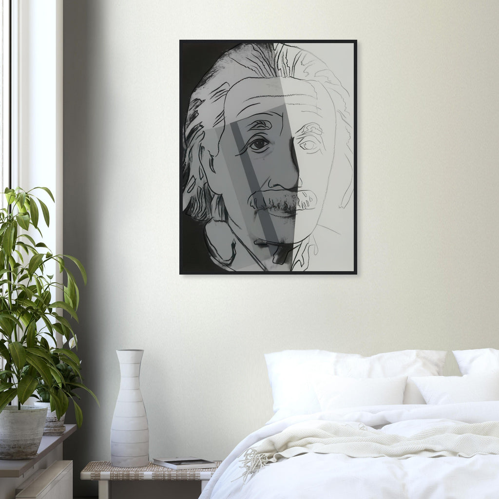 Andy Warhol framed print depicting the image centers on a distinctive likeness rather than narrative scenery; line and simplified contrast make the person the focus