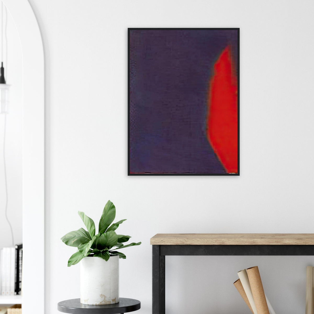Andy Warhol framed print depicting wide, indistinct shapes sweep across colour fields; Warhol’s Shadows prints developed from a large body of near-abstract paintings shown in 1979