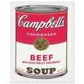 Andy Warhol framed print depicting the instantly legible soup-can silhouette, packaging lettering and product name create a highly recognizable commercial composition, white frame, 27x35 cm / 11x14″