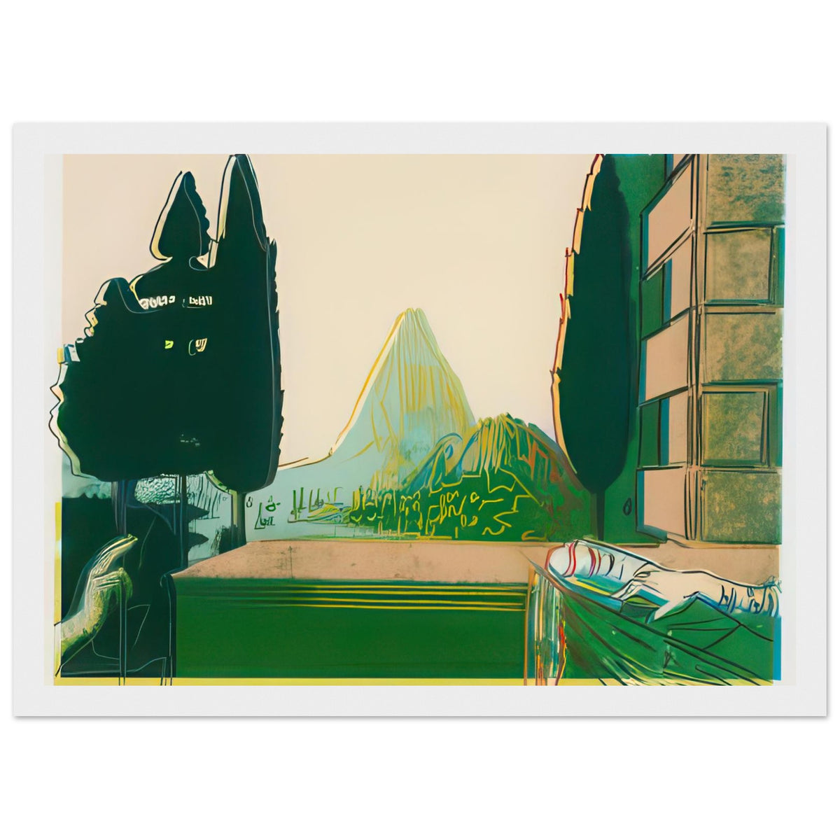 Andy Warhol framed print depicting a carefully chosen detail from the Annunciation scene, a detail that connects the composition to its broader artistic subject, white frame, 21x29.7 cm / 8x12"