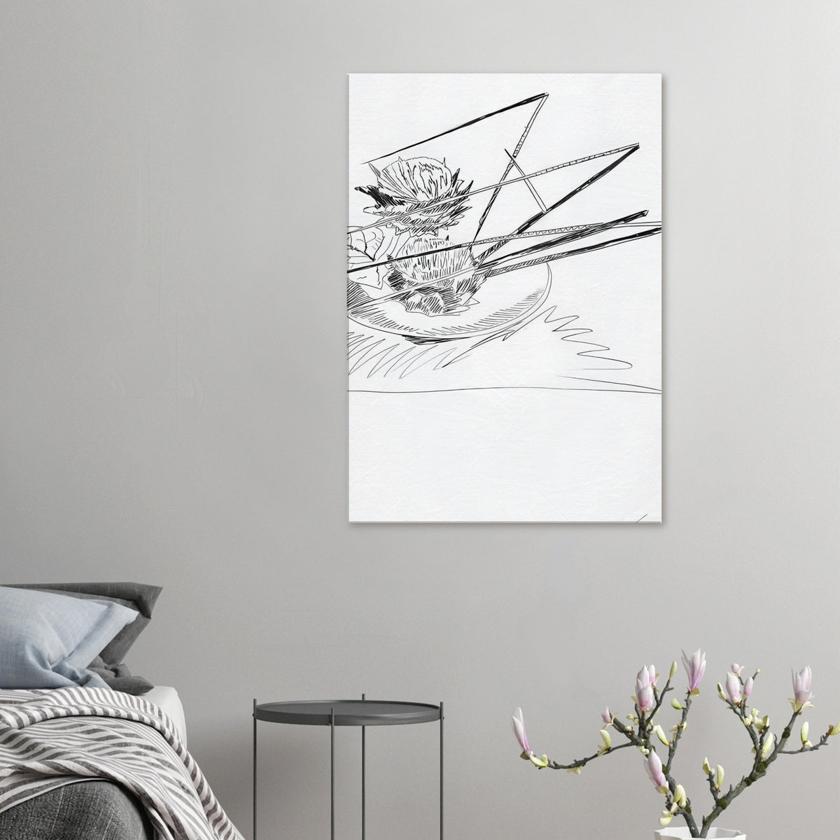 Andy Warhol canvas print depicting the black-and-white treatment emphasizes shapes, texture and the structure of the flowers rather than bright color accents