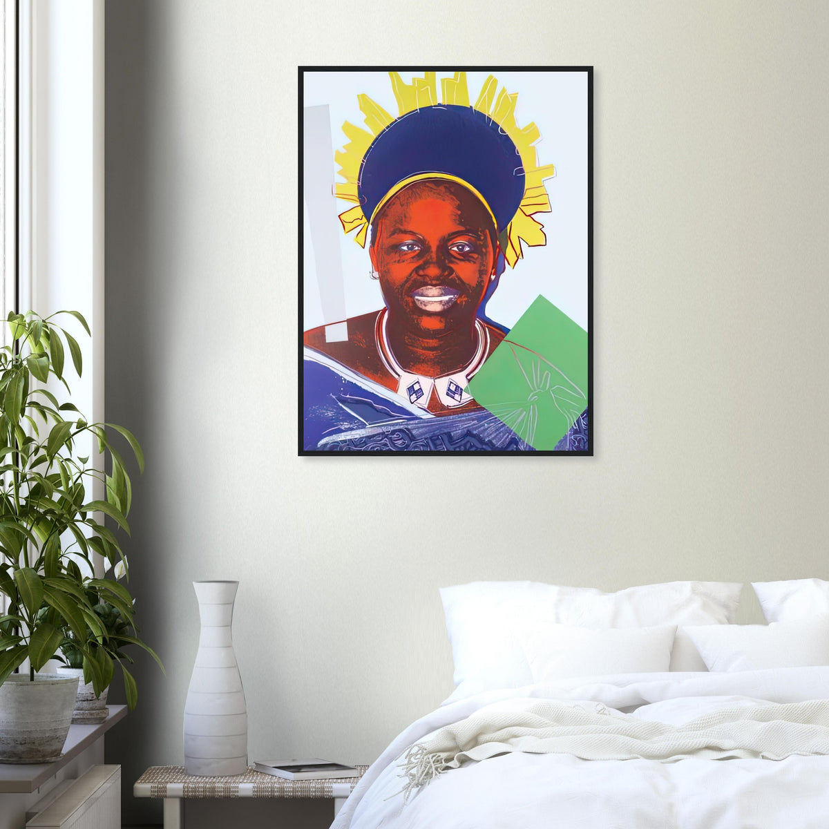 Andy Warhol framed print depicting this work depicts Queen Ntombi Twala of Swaziland; The Reigning Queens portfolio presented four women who held ruling power in their own right: Elizabeth