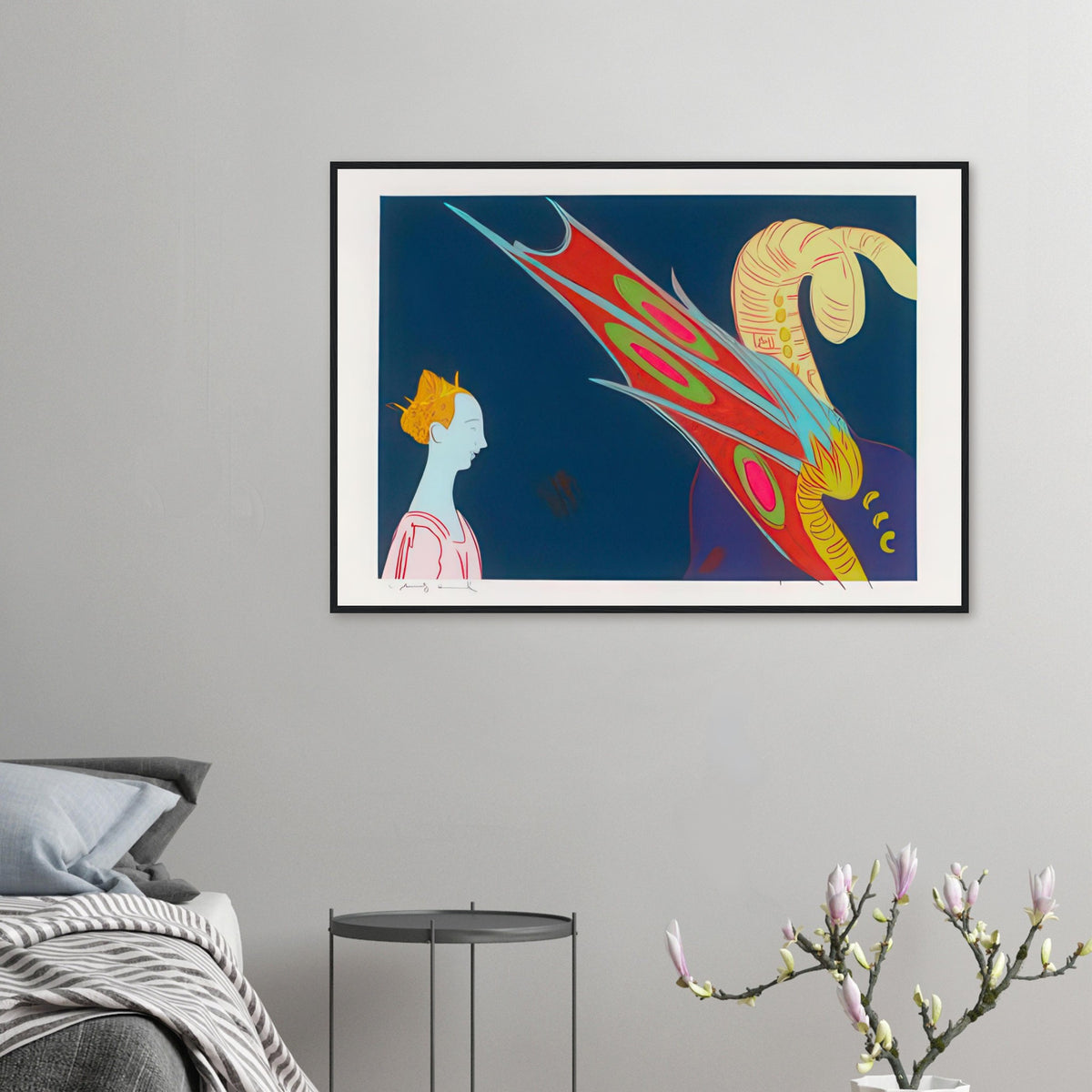 Andy Warhol framed print depicting a detail from the legendary encounter between Saint George and the dragon, a detail that connects the composition to its broader artistic subject
