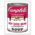 Andy Warhol framed print depicting the instantly legible soup-can silhouette, packaging lettering and product name create a highly recognizable commercial composition, white frame, 27x35 cm / 11x14″