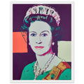Andy Warhol framed print depicting this work depicts Queen Elizabeth II of the United Kingdom; The Reigning Queens portfolio presented four women who held ruling power in their own right: Elizabeth, white frame, 27x35 cm / 11x14″