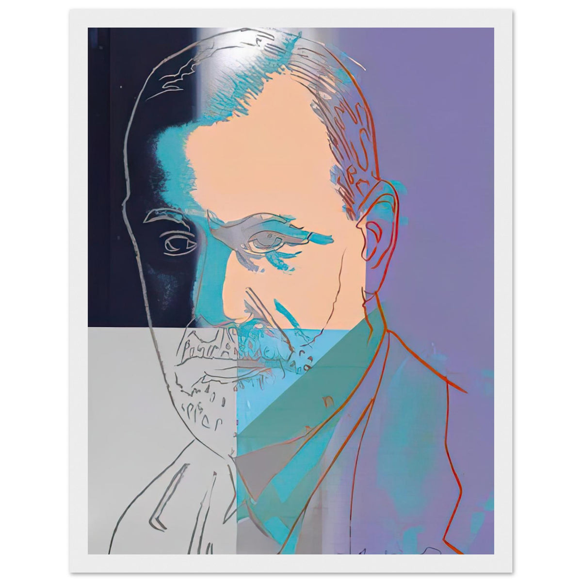 Andy Warhol framed print depicting the sitter is the founder of psychoanalysis; This portrait belongs to Ten Portraits of Jews of the Twentieth Century, in which Warhol brought, white frame, 27x35 cm / 11x14″