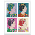 Andy Warhol framed print depicting this work depicts Queen Margrethe II of Denmark; The Reigning Queens portfolio presented four women who held ruling power in their own right: Elizabeth, white frame, 27x35 cm / 11x14″