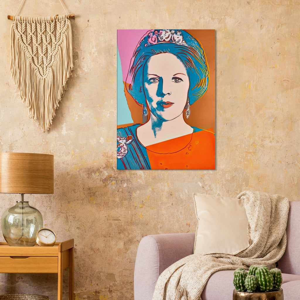 Andy Warhol canvas print depicting the recognizable royal portrait becomes a strong graphic focal point
