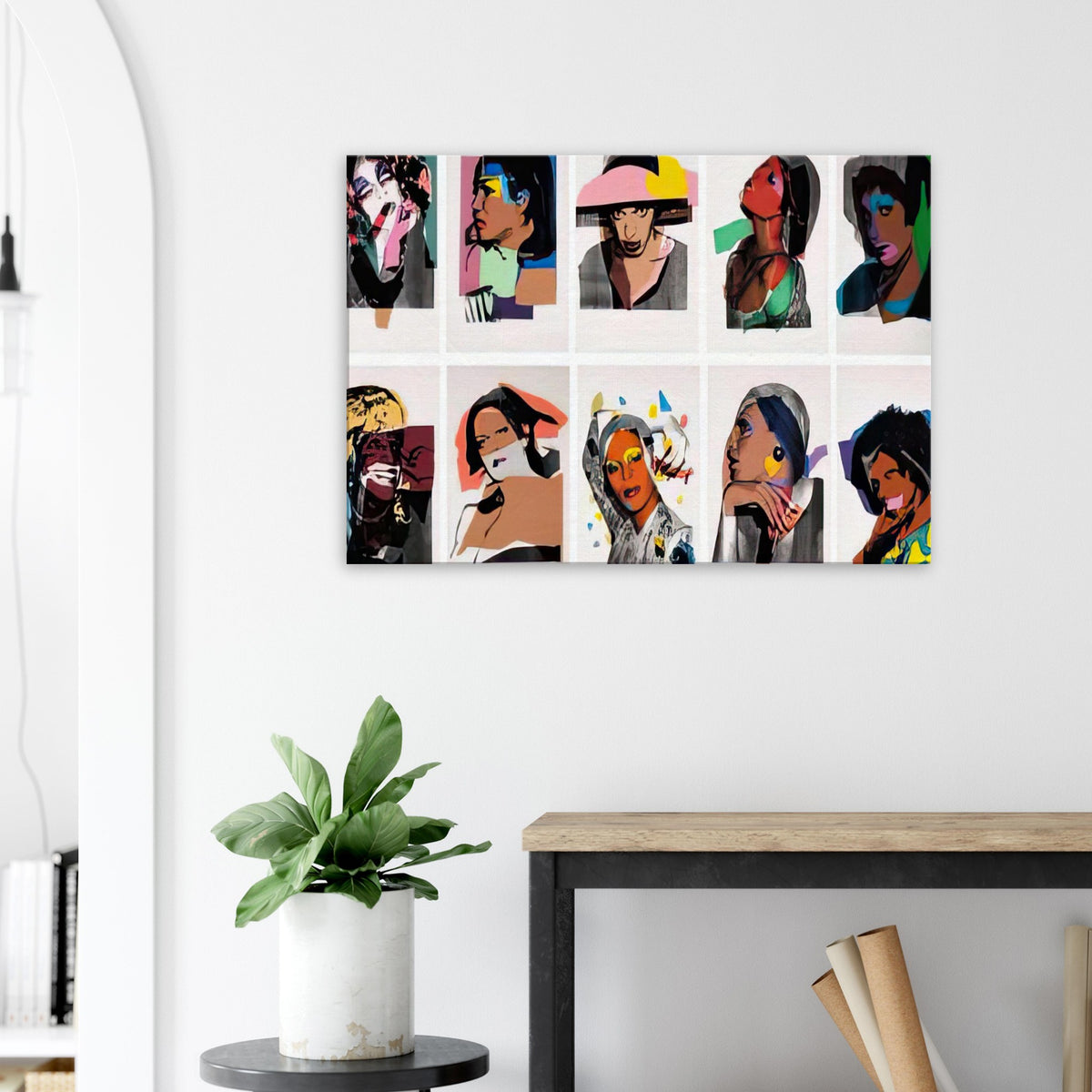 Andy Warhol canvas print depicting expressive portrait figures, striking poses and an emphasis on individuality, a detail that connects the composition to its broader artistic subject