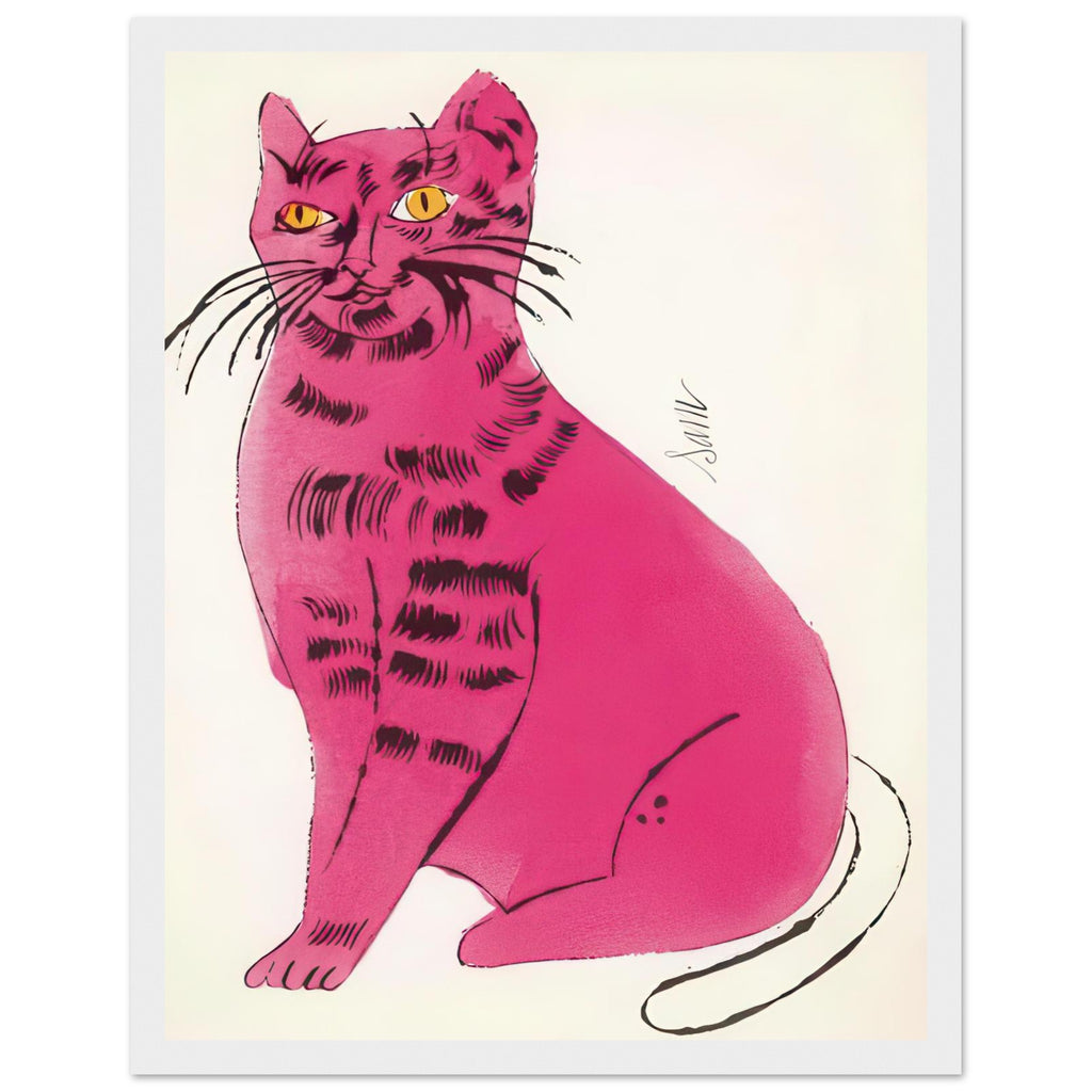 Andy Warhol framed print depicting a spare contour drawing gives the animal its personality, while uncomplicated forms keep the focus on the cat’s outline and pose, white frame, 27x35 cm / 11x14″