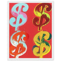 Andy Warhol framed print depicting the repeated or isolated currency mark operates like a logo: simple, recognizable and assertive, white frame, 27x35 cm / 11x14″