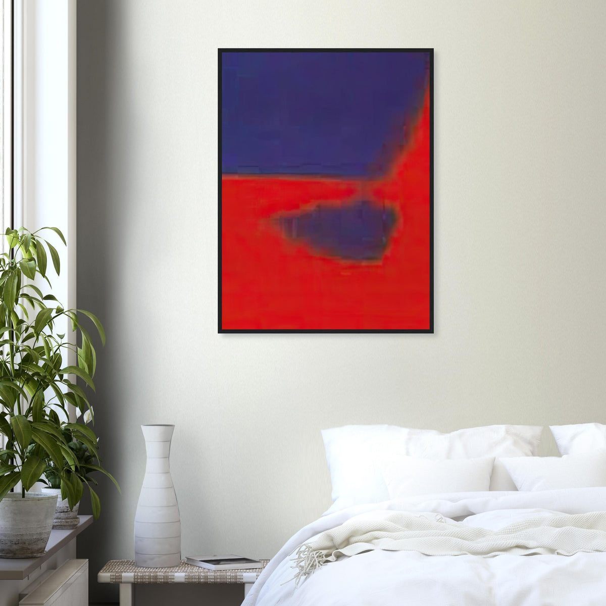 Andy Warhol framed print depicting wide, indistinct shapes sweep across colour fields; Warhol’s Shadows prints developed from a large body of near-abstract paintings shown in 1979