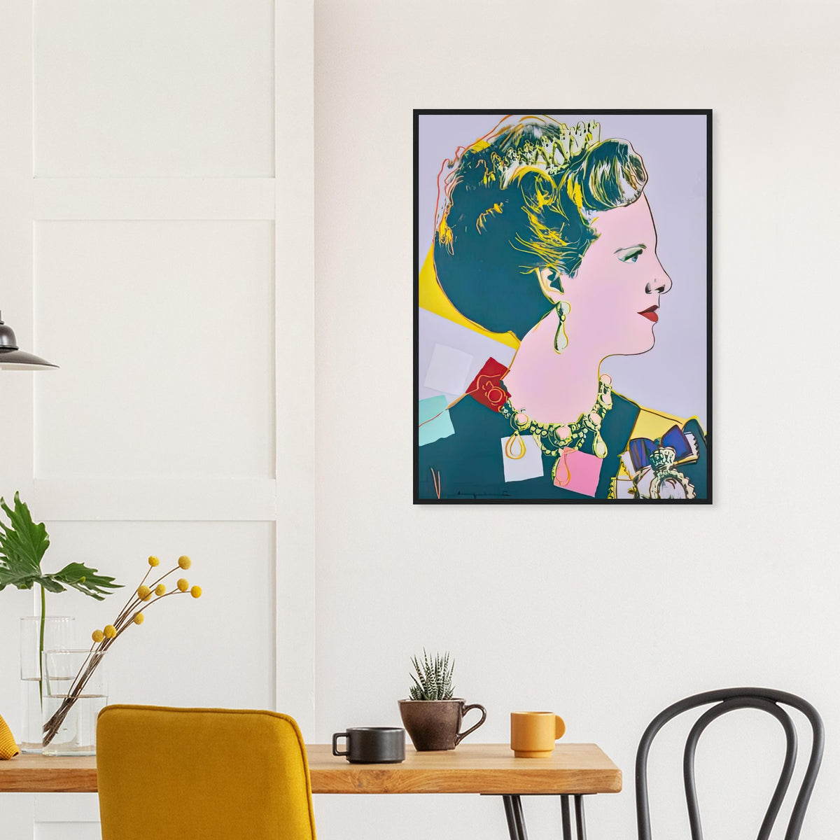 Andy Warhol framed print depicting this work depicts Queen Margrethe II of Denmark; The Reigning Queens portfolio presented four women who held ruling power in their own right: Elizabeth