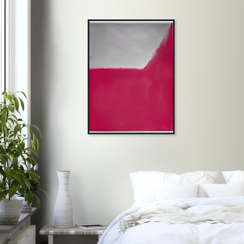 Andy Warhol framed print depicting wide, indistinct shapes sweep across colour fields; Warhol’s Shadows prints developed from a large body of near-abstract paintings shown in 1979